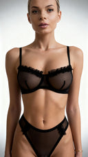 Elegant Black Veil - Lingerie Set